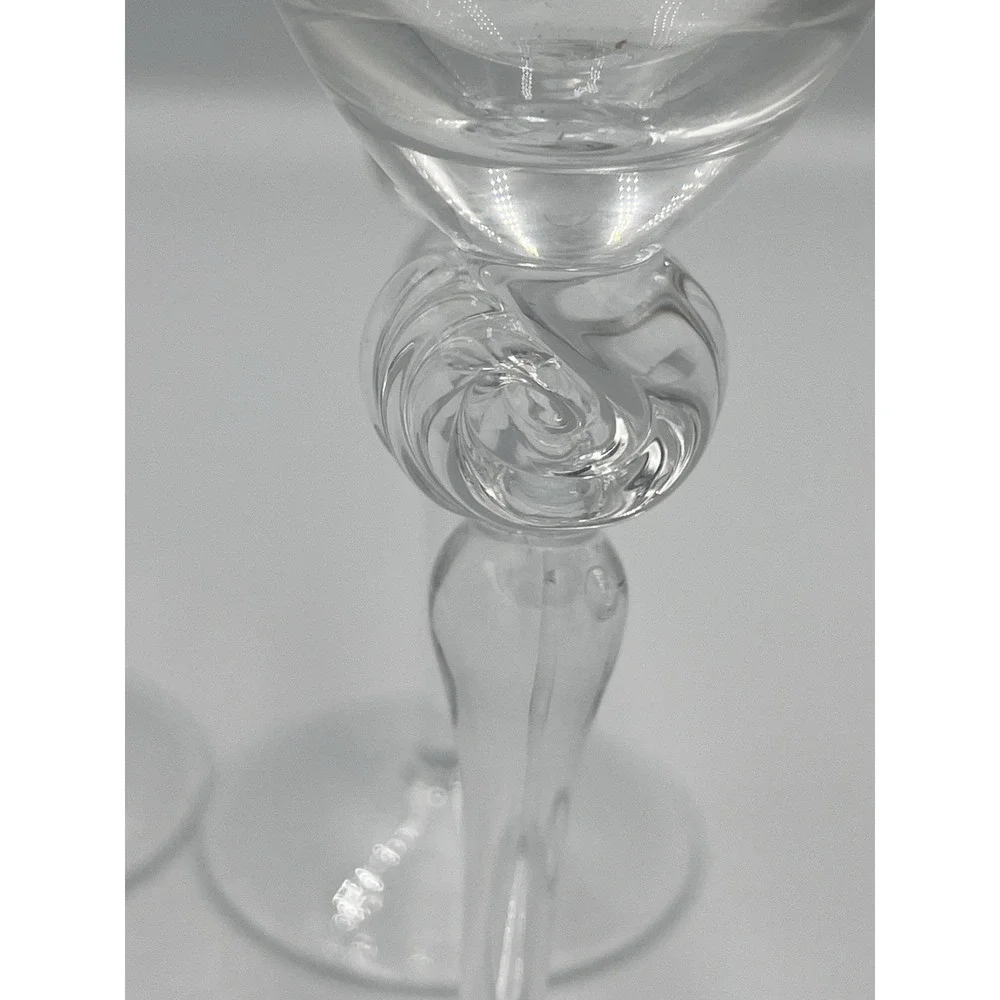 Vintage IVV Italy Grappa Glass Hand Blown Rosette‎ Twist Tear SET of 6 Liqeuer